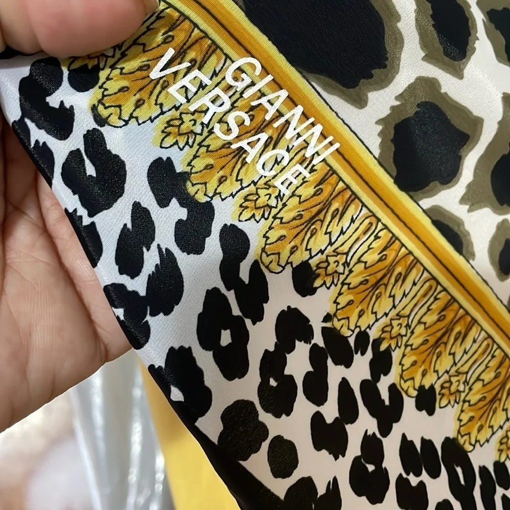 Gianni Versace Black and yellow Silk Scarf